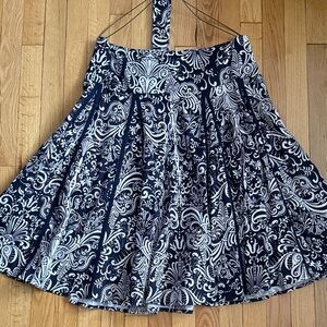 INC International Concepts Navy and White Printed Circle Skirt